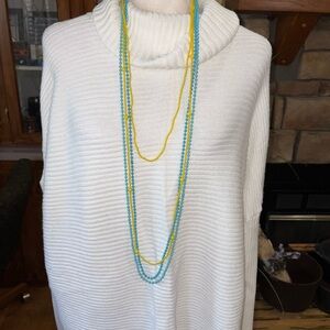 TURQUOISE BLUE AND YELLOW DIFFERENT SIZED BEADED NECKLACES